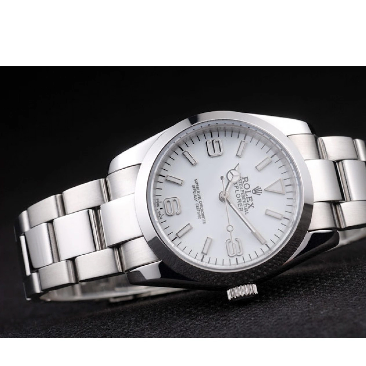 AAA replica watch Rolex 98086 Steel Polished White Explorer Dial Stainless 0629